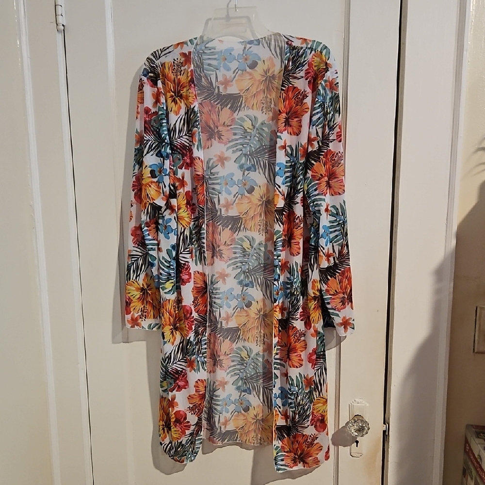 New Tropical Floral Kimono Cardigan - Multicolor